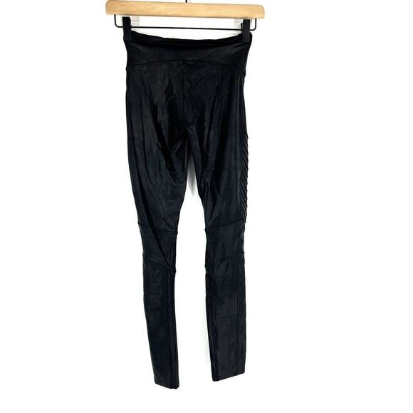 Spanx Moto Leggings Size XS Womens Black Faux Leather Pull On Stretch Biker - Picture 4 of 7